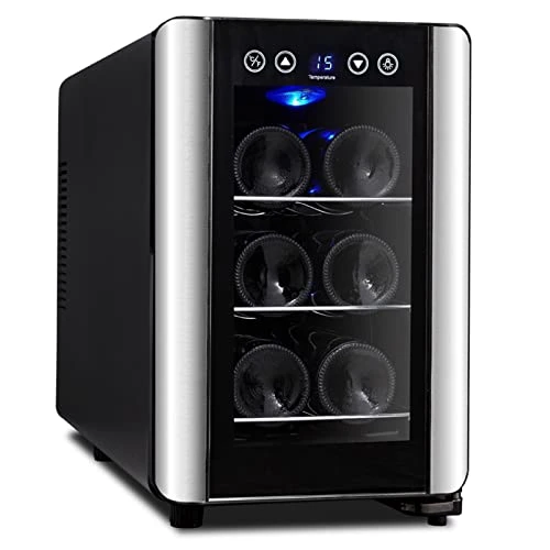 QYTECjgbx Wine Cabinet Refrigerator Wine Cooler 6 Botol Kabinet Mini Wine Cooler Untuk Rumah