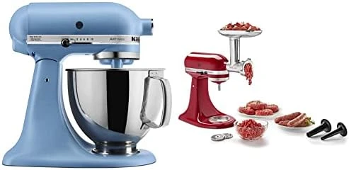 KitchenAid KSM150PSAQ Artisan Series 5-Qt. Stand Mixer With Pouring Shield - Aqua Sky & KSM2FPA Food Processor Attachment, Dicing Kit, Silver - Image 11