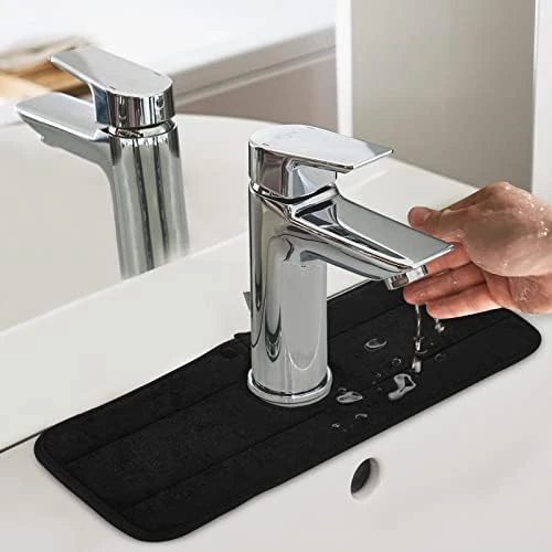 2PCS Faucet Absorbent Mat, Kitchen Faucet Splash Catcher, Microfiber Faucet Drip Splash Catcher, Washable Sink Splash Guard Behind Faucet, Water Drying Pads For Kitchen, Bathroom And RV - Image 5