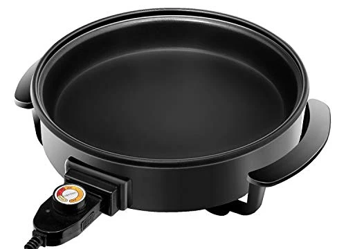 RJ05-12-RO 1400 Watt Electric Skillet 12 Inch Round Frying Pan With Non Stick Coating And Tempered Glass Lid, Black - Image 4