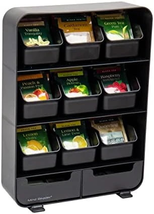 9 Removable Drawers Tea Bag Holder And Condiment Organizer, Black - Image 6