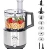 Food Processor | 12 Cup | Complete With 3 Feeding Tubes & Stainless Steel Accessories - 3 Discs + Dough Blade | 3 Speed | Great For Shredded Cheese, Chicken & More | Kitchen Essentials | 550 Watts