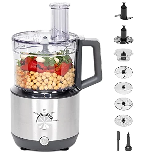 Food Processor | 12 Cup | Complete With 3 Feeding Tubes & Stainless Steel Accessories - 3 Discs + Dough Blade | 3 Speed | Great For Shredded Cheese, Chicken & More | Kitchen Essentials | 550 Watts