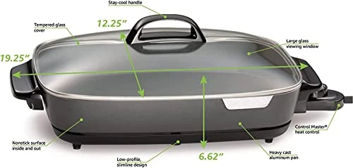 16 Inch Nonstick Electric Skillet - With Glass Cover Electric - Image 3