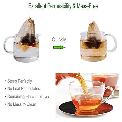 Eco-Fil Disposable Tea Filter Bags For Loose Tea, Wood Pulp Material, Biodegradable And Compostable, Unbleached Empty Tea Infuser Sachets With Drawstring, 100 Pack (3.2inch X 4.0inch) - Image 4