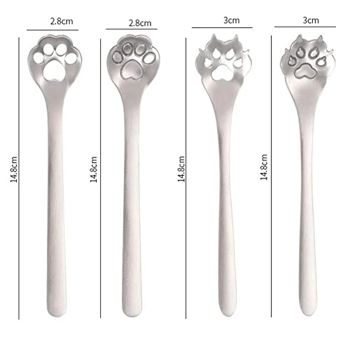 GENERIC 1/4Pcs Cat Dog Claws Coffee Spoons,Cute Cat Dog Paw Claw Stainless Steel Teaspoon Coffee Sugar Ice Cream Cake Stirring Spoon(4Pcs,silver) - Image 2