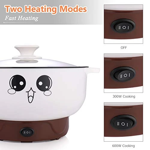 4-in-1 Multifunction Electric Cooker Skillet Wok Electric Hot Pot For Cook Rice Fried Noodles Stew Soup Steamed Fish Boiled Egg Small Non-stick With Lid (2.3L, Without Steamer) - Image 2