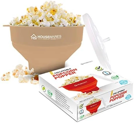Collapsible Silicone Microwave Hot Air Popcorn Popper Bowl With Lid And Handles - Red - Image 14