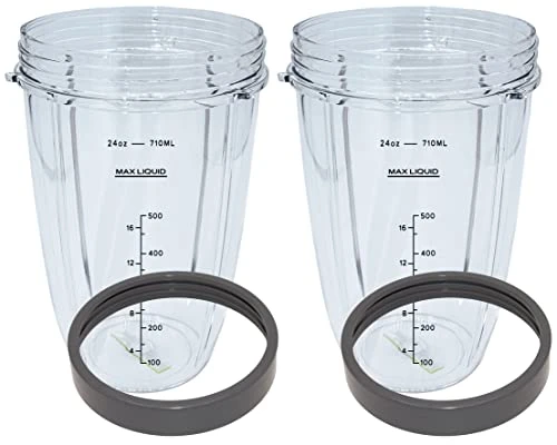 24 Ounce Tall Cup Jar With Lip Rings, Compatible With Nutribullet 600W, 900W, NB-101B, NB-101S, NB-201, NBR-0601, NBR-1201, NB9-1301, 900 Pro Series Blenders, 2 Pack Replacement Parts - Image 3