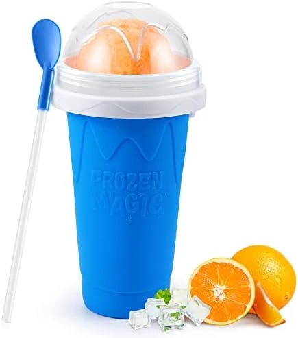 ® Slushie Maker Cup, TIK TOK Magic Quick Frozen Smoothies Cup, Cooling Cup, Double Layer Squeeze Slushy Maker Cup, Cool Stuff Birthday Gifts For Kids (Blue) - Image 6