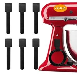 Cord Organizer, 6 Pack Hook And Loop Self Adhesive Cord Wrap Cable Holder Compatible With Kitchen Appliances, Air Fryer, Mixer, Blender, Coffee Maker And Pressure Cooker (Black)