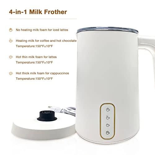 Milk Frother And Steamer Coffee Frother For Hot And Cold Foam, 4-IN-1 Automatic Stainless Steel 8.05 OZ Milk Warmer Electric Milk Frother For Coffee, Latte, Macchiato(4 In 1) - Image 2