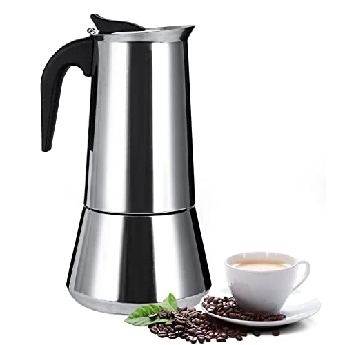 Stainless Steel Stovetop Moka Pot Espresso Maker Percolator 12 Cup 600ml Portable Italian Greca Cuban Coffee Maker For Big Family Home Office Camping, Work With Gas Electric Ceramic Stovetop