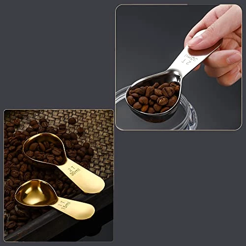2 Pieces Stainless Steel Coffee Scoops ,The Good Stainless Steel Measuring Spoons For Coffee, Tea, And More (for Silver +Rose Gold 15ml) - Image 3