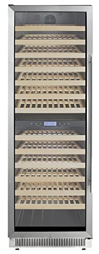 WC1966BLHD 24" Wide Dual Zone Wine Cellar, Built-in Capable, Glass Door, Black Cabinet, Automatic Defrost, Open Door Alarm, 162 Bottles Capacity, Wooden Shelving, LHD Door Swing