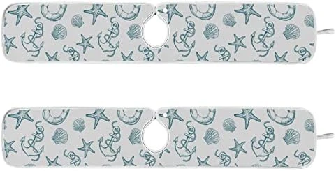 Coastal Starfish Shell Faucet Water Catcher Mat 2 Pack Seashell Ocean Nautical Theme Drying Mat Absorbent Bathroom Faucet Handle Drip Catcher Tray Bar RV Kitchen Sink Splash Guard 14x5 Inches - Image 12