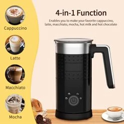 4 In 1 Electric Milk Frother: 10oz/350 ML Large Capacity Electric Milk Steamer For Hot And Cold Milk Froth - Automatic Milk Frother & Warmer For Latte, Cappuccinos, Macchiato, Hot Chocolate