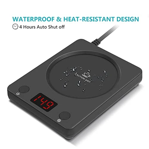 Coffee Mug Warmer Plate - Mug Warmer For Desk With Auto Shut Off, 3 Temperature Settings For Coffee, Milk, Tea Warming, Home & Office Use, Wood - Image 2