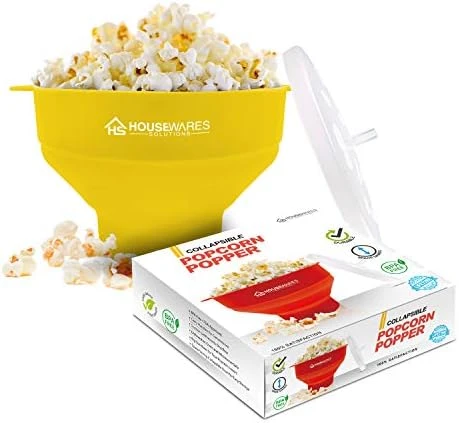 Collapsible Silicone Microwave Hot Air Popcorn Popper Bowl With Lid And Handles - Red - Image 15
