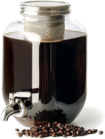 - Cold Brew Mason Jar Coffee Maker, Durable Glass, Heavy Duty Stainless Steel Filter, Lid, And Pour Spout - 4 Quart, (128 Oz / 1 Gallon) - Image 8
