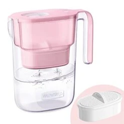 200-Gallon Long-Life Elfin 5-Cup Water Filter Pitcher With 1 Filter, NSF Certified, 5X Times Lifetime, Reduces Chlorine, BPA Free, Pink