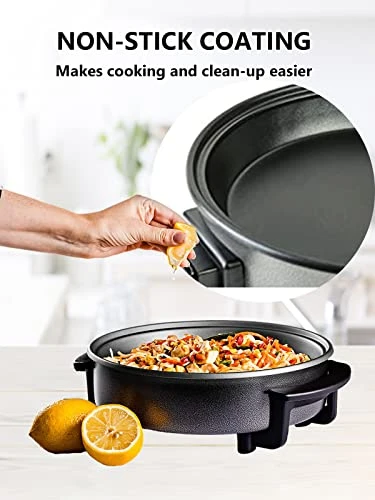 Nstick Electric Skillet - Aluminum Coated Grill Pan & Glass Lid Cover (12-Inch) - Image 3