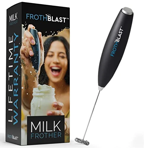 ™ Milk Frother Handheld For Coffee {Foam Maker} Electric Whisk Drink Mixer For Lattes, Cappuccino, Frappe, Matcha, Hot Chocolate (Black)