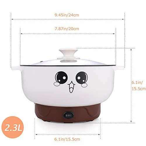 4-in-1 Multifunction Electric Cooker Skillet Wok Electric Hot Pot For Cook Rice Fried Noodles Stew Soup Steamed Fish Boiled Egg Small Non-stick With Lid (2.3L, Without Steamer) - Image 5