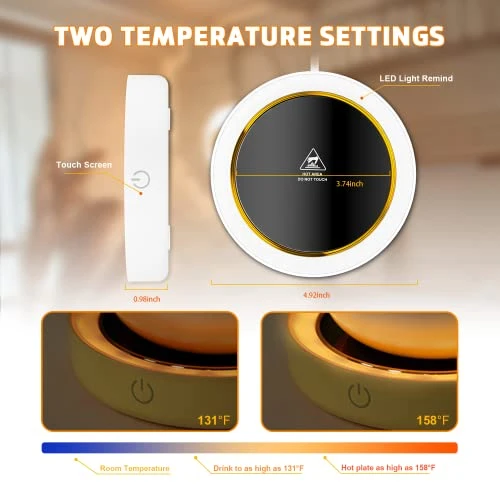 Coffee Mug Warmer, Coffee Warmer For Desk, With Auto Shut Off - 2 Temperature Setting With Light, Smart Coffee Warmer, Electric Beverage Warmer For Coffee, Hot Cocoa, Tea, Milk - Image 2