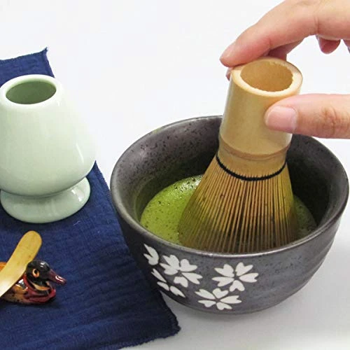 Japanese Matcha Tea Set, Matcha Whisk, Traditional Scoop, Matcha Bowl, Black Bamboo Tray, Ceramic Whisk Holder, Matcha Caddy, Handmade Matcha Ceremony Kit For Japanese Tea Ceremony (10Pcs) - Image 5