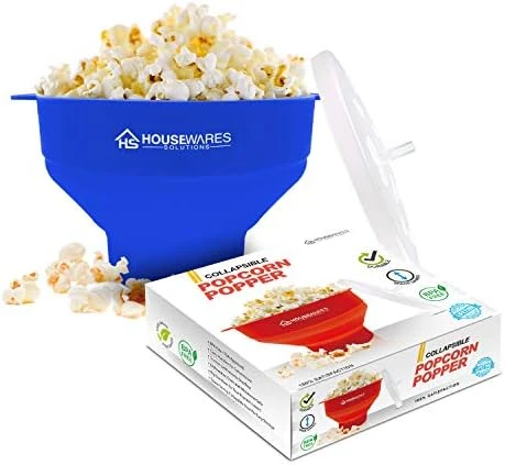 Collapsible Silicone Microwave Hot Air Popcorn Popper Bowl With Lid And Handles - Red - Image 9
