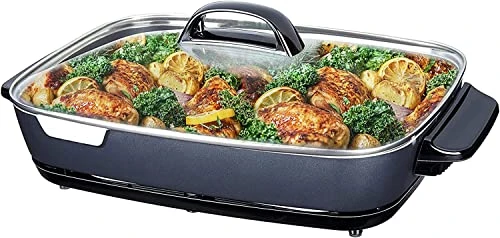 16 Inch Nonstick Electric Skillet - With Glass Cover Electric