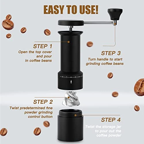 Manual Coffee Grinder, Adjustable Conical Stainless Steel Burr Intuitive Numerical External, Mill Faster Grinding For Espresso, French Press, Aeropress, Drip Coffee, Camping - Image 2