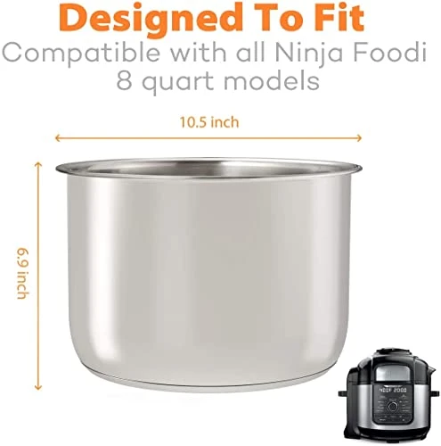 Stainless Steel Inner Pot Compatible With Ninja Foodi 8 Quart Accessories Replacement Insert Liner - Image 5
