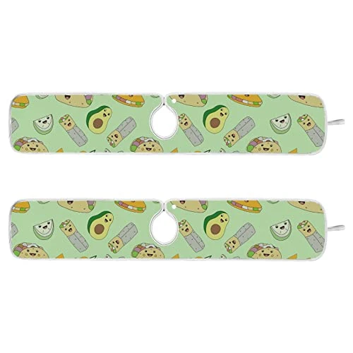2 Pack Kitchen Faucet Mat Absorbent Washable Sink Splash Guard Faucet Drip Drying Mat Bar Countertop Water Catcher Mat Large 30x5 Inch Taco My Mouth Repeat Pattern