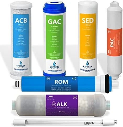 Xpress Water – 1 Year Reverse Osmosis System Filter Set – 11 Filters With 100 GPD RO Membrane, Carbon GAC ACB PAC, Sediment SED, Alkaline, And UV Filters – 10 Inch Size Replacement Water Filters - Image 9
