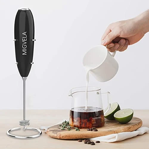 MIGVELA Coffee Milk Frother Handheld Electric Double Whisk Drink Mixer Battery Operated One-Button Hand Held Mini Foam Maker With Stand For Coffee Latte Cappuccino Hot Chocolate - Image 5