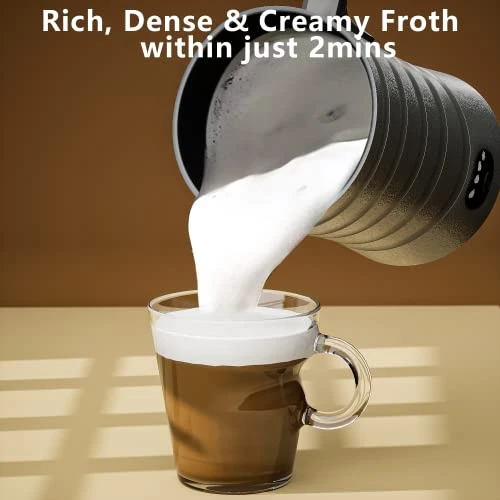 Milk Frother,4-in-1 Electric Milk Steamer,8.8oz/260ml Milk Warmer For Latte, Cappuccinos, Macchiato Ultra-Quite Working & Automatic Shut Off (Silver Grey) - Image 5