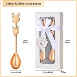 60 (30 Boxes) Bunny Shaped Drink And Coffee Spoon Teaspoon Wedding Gift Tea Party Souvenir Or Bridal Shower Or Baby Shower Souvenir
