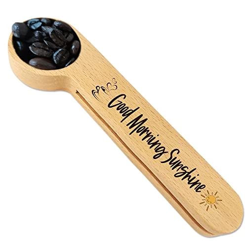 Funny Coffee Scoop, Gift For Coffee Lover, Women, Coffee Connoisseur, Coffee Bag Clip, Personalized Coffee Spoon, Coffee Decor, Wooden Coffee Scoop, Measure Spoon, Coffee Gift, Good Morning Sunshine