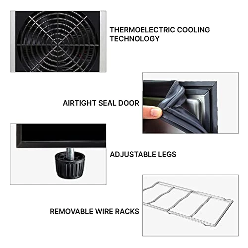 12 Bottle Wine Cooler, Black, Thermoelectric Wine Fridge, 1 Cu. Ft. (28L), Freestanding Wine Refrigerator, Red, White And Sparkling Wine Storage For Small Kitchen, Apartment, Condo, RV - Image 5