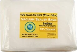 100 Vacuum Sealer Bags: Gallon Size (11" X 16") By OutOfAir Works With FoodSaver & Other Machines - 33% Thicker BPA Free, Commercial Grade, 11 X 16 Inches