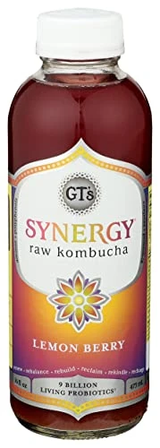 SYNERGY Lemon Berry Kombucha, Organic, 16oz