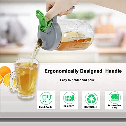 Cold Brew Coffee Maker Mason Jar 32 Oz Wide Mouth Mason Jar Iced Coffee Tea Pitcher With Coffee Filter Airtight & Leak-Proof Pitcher 1 Quart - Image 4