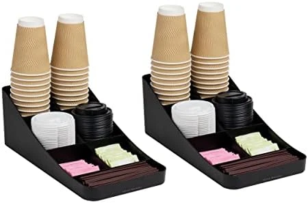 Mind Reader Anchor Collection, 7-Compartment Coffee Cup And Condiment Dispenser, Countertop Organizer, Set Of 2, Black - Image 13