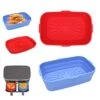 2-Pack Silicone Air Fryer Liners 8 Inch Reusable Silicone Air Fryer Basket For 4 To 7 QT Air Fryer Inserts For Oven Microwave Accessories (Red+Blue)（recTangle）