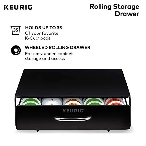 Keurig® Under Brewer Storage Drawer, Coffee Pod Storage, Holds Upto 35 Keurig K-Cup Pods, Black - Image 2