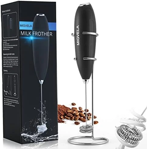 MIGVELA Coffee Milk Frother Handheld Electric Double Whisk Drink Mixer Battery Operated One-Button Hand Held Mini Foam Maker With Stand For Coffee Latte Cappuccino Hot Chocolate - Image 6