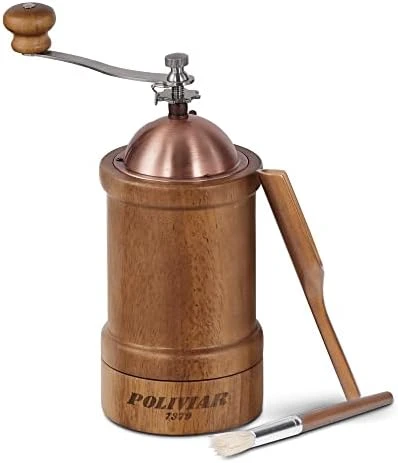 Manual Coffee Grinder, Coffee Bean Grinder With Adjustable Ceramic Burr, Vintage Style Wooden Hand Coffee Grinder, Large Capacity Burr Coffee Grinder With Brush And Spoon (JX2022-CG20) - Image 5