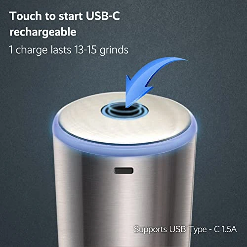 Electric Coffee Grinder With 5 Adjustable Levels, Espresso Coffee Grinder With USB & One-touch Start, Portable Automatic Coffee Grinder For Home, Camping & Picnics, Includes Cleaning Brush - Image 4